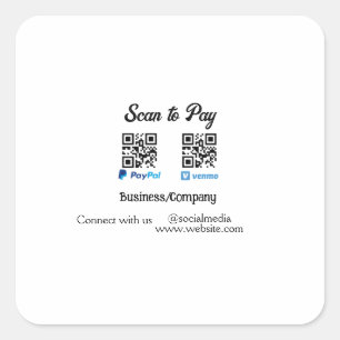 Sticker Carré Scanner pour payer le code q r paypal venmo ajoute