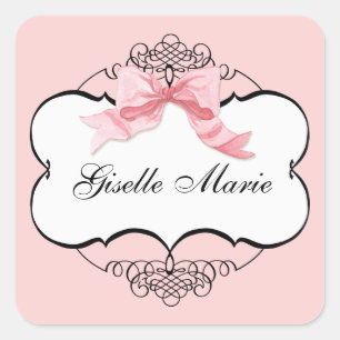 Sticker Carré Sceau à Baby shower de fille