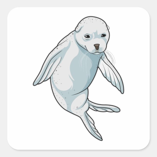 Sticker Carré Sceau à la nage (Devant)