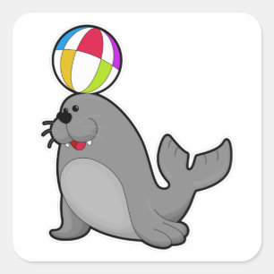 Sticker Carré Sceau aux sports nautiques avec water polo