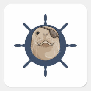 Sticker Carré Sceau avec gouvernail de navire