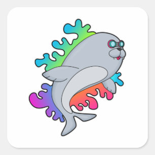 Sticker Carré Sceau avec lunettes