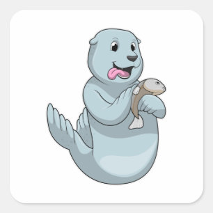 Sticker Carré Sceau avec poisson