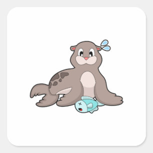 Sticker Carré Sceau avec poisson