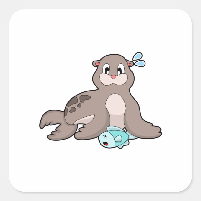 Sticker Carré Sceau avec poisson (Devant)