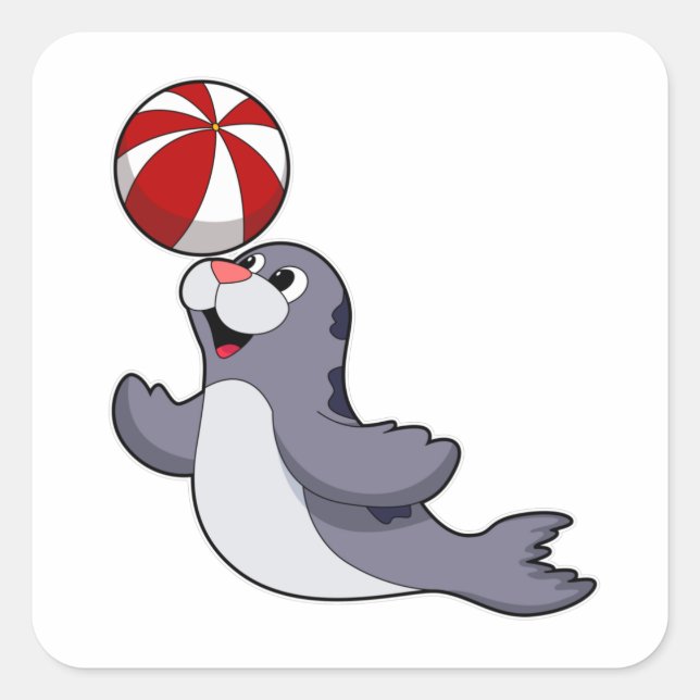 Sticker Carré Sceau avec water polo (Devant)