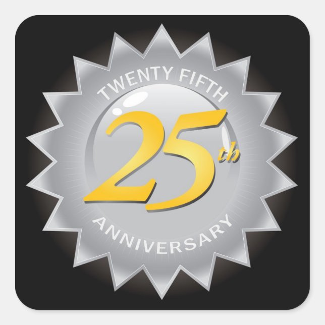 Sticker Carré Sceau d'argent du 25e anniversaire (Devant)