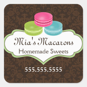 Sticker Carré Sceau de boîte de boulangerie Macaron