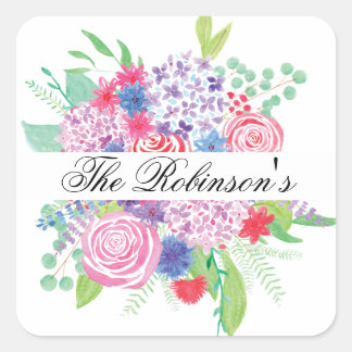 Sticker Carré Sceau de bouquet floral
