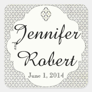 Sticker Carré Sceau de l'enveloppe Mariage vintage Black Cream D