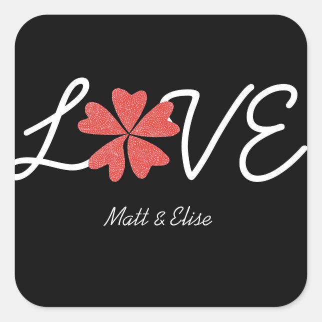 Sticker Carré Sceau de mariage Love in Bloom (Devant)