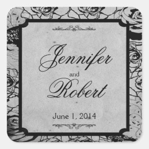 Sticker Carré Sceau d'enveloppe de Mariage de cadre gothique Ros