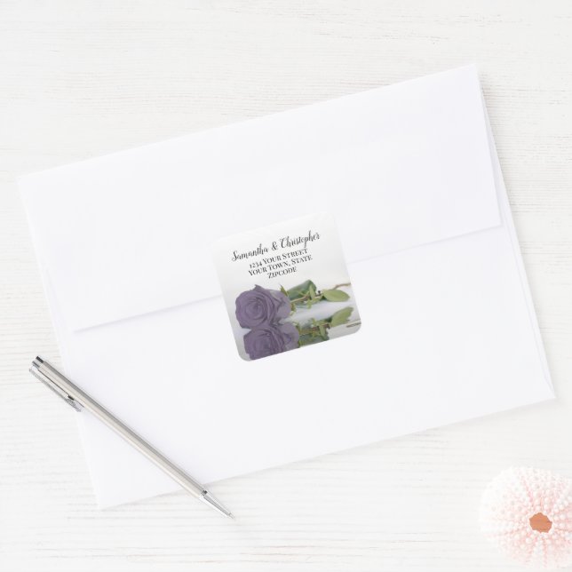 Sticker Carré Sceau d'enveloppe de Rose violet Dusty (Enveloppe)