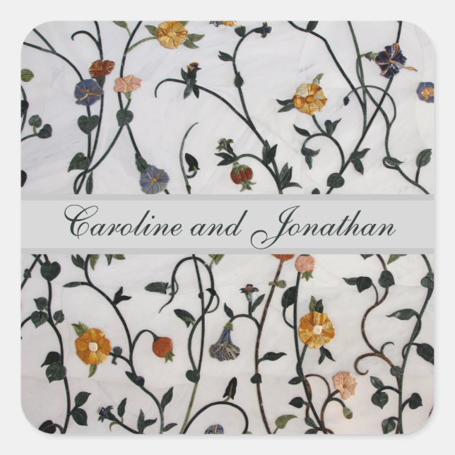 Sticker Carré Sceau d'enveloppe de vignes brodées (Devant)