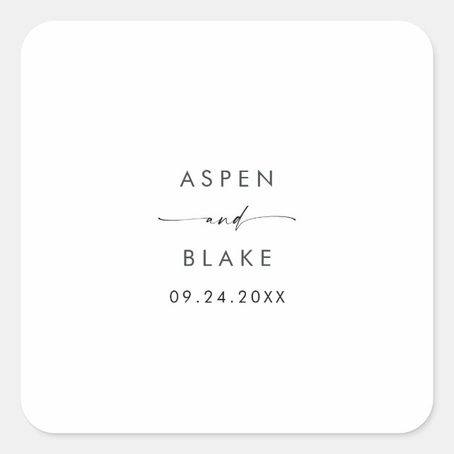 Sticker Carré Sceau d'enveloppe Mariage de script moderne (Devant)