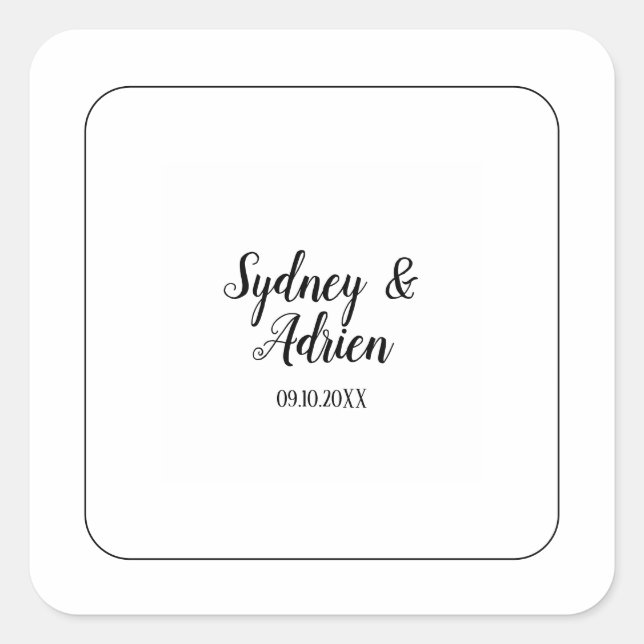 Sticker Carré Sceau d'enveloppe Mariage minimaliste simple (Devant)