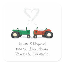 Sceau d'enveloppe Mariage tracteur agricole