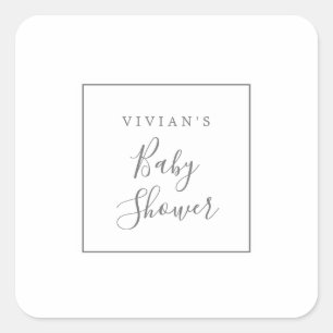 Sticker Carré Sceau d'enveloppe minimaliste en Baby shower d'arg