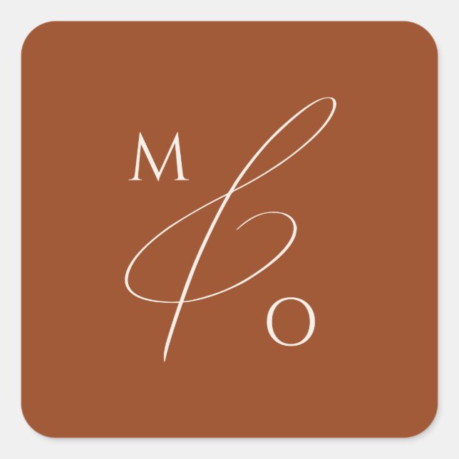 Sticker Carré Sceau d'enveloppe Monogramme en terre cuite du dés (Devant)