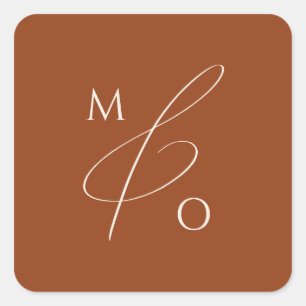 Sticker Carré Sceau d'enveloppe Monogramme en terre cuite du dés