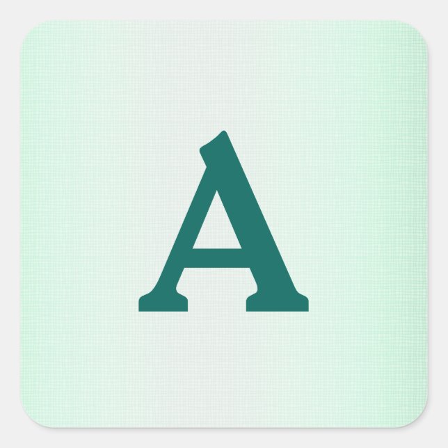 Sticker Carré Sceau d'enveloppe monographique turquoise et blanc (Devant)