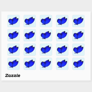 Sticker Carré Sceau d'enveloppe papillon bleu