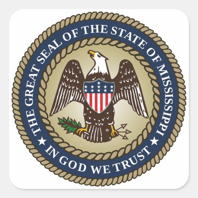 Sticker Carré Sceau du Mississippi (Devant)