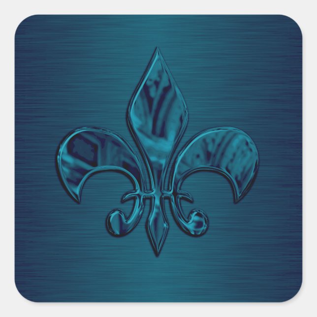 Sticker Carré Sceau Enveloppe Fleur de Lis turquoise (Devant)