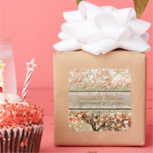 Sticker Carré Sceau Mariage Carré Rose Gold