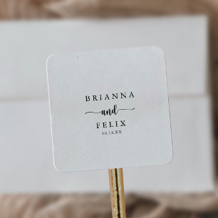 Sticker Carré Sceau Mariage de calligraphie minimaliste