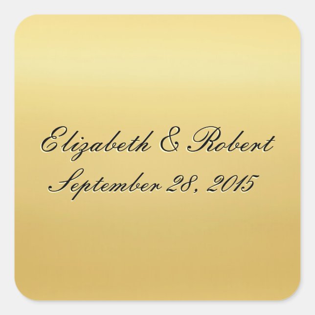 Sticker Carré Sceau Mariage de couleur or (Devant)