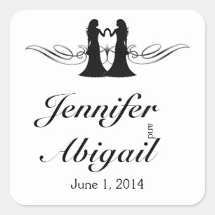 Sticker Carré Sceau Mariage d'enveloppe Black White Elegance Bri