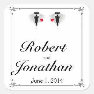 Sticker Carré Sceau Mariage Gay Tuxedos