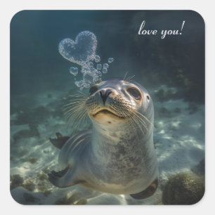 Sticker Carré Sceau personnalisé avec un cœur fantaisiste
