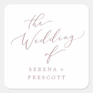 Sticker Carré Sceau Rose  Gold Mariage Enveloppe
