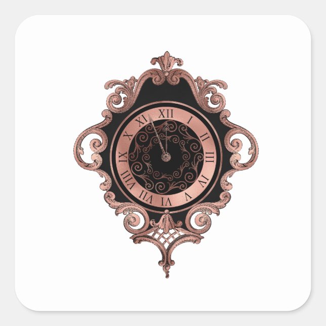 Sticker Carré Sceau rose Gold New Year Party Enveloppe (Devant)