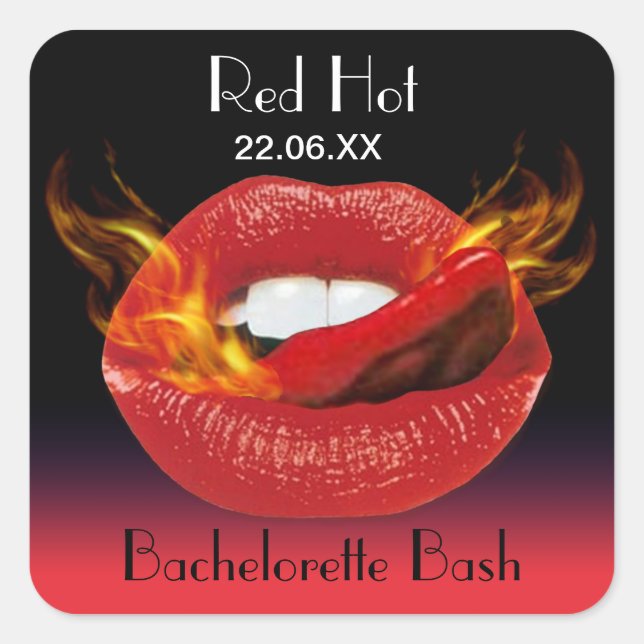 Sticker Carré Sceau rouge Hot Bachelorette Bash (Devant)