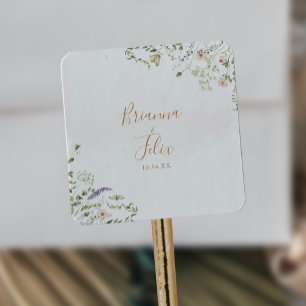 Sticker Carré Sceaux d'enveloppe de mariage de jardin de fleurs 