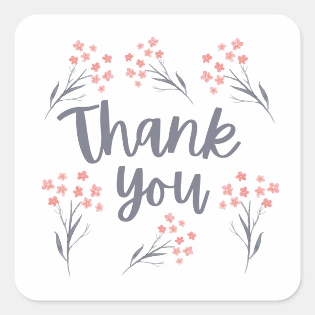 Sticker Carré Sceaux d'enveloppes florales de Merci (Devant)