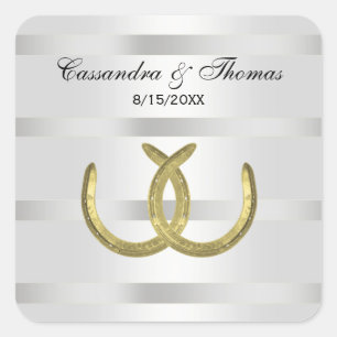 Sticker Carré Scellés d'enveloppe en argent blanc rustique Golde