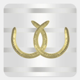 Sticker Carré Scellés d'enveloppe en argent blanc rustique Golde