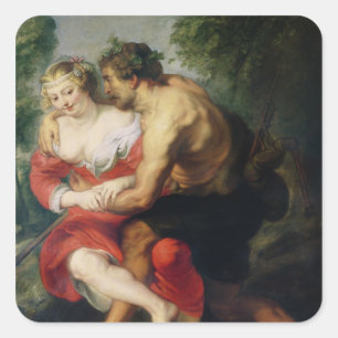 Sticker Carré Scène d'amour ou, La Conversation galante