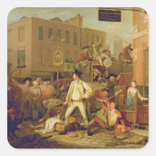 Sticker Carré Scène dans une rue de Londres, 1770 (huile sur la