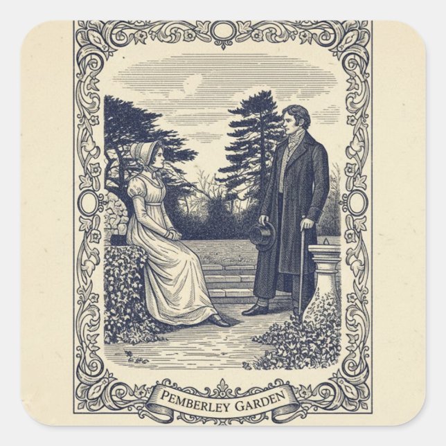 Sticker Carré Scène de Darcy & Elizabeth (Devant)