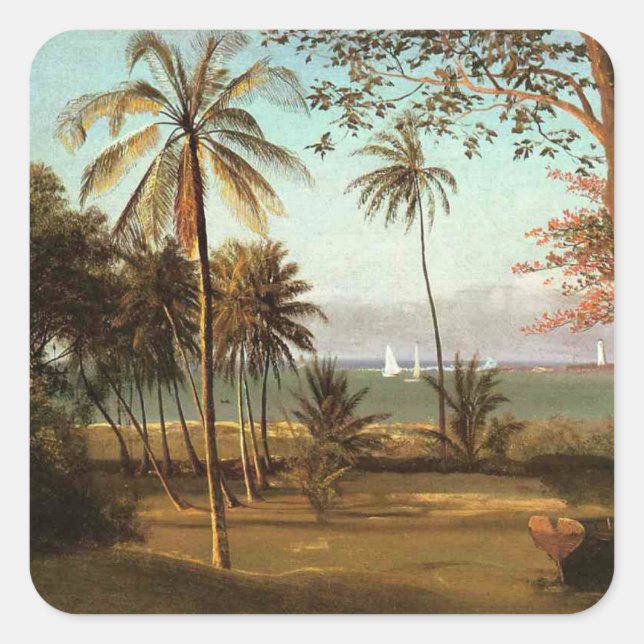 Sticker Carré Scène de Floride par Albert Bierstadt (Devant)