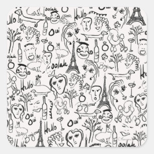 Sticker Carré Scène de la rue Paris France par © Cathy Thompson