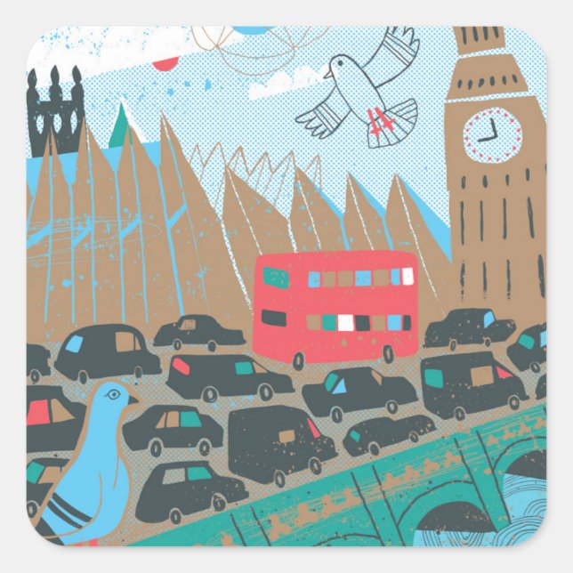 Sticker Carré Scène de la ville du Royaume-Uni (Devant)