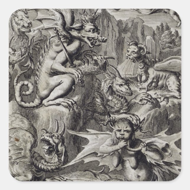 Sticker Carré Scène de l'enfer, illustration tirée du livre 1 Pa (Devant)