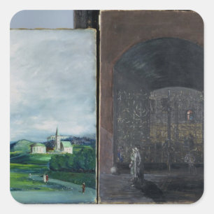 Sticker Carré Scène de paysage et de rue