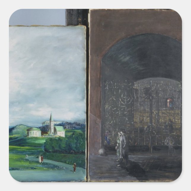 Sticker Carré Scène de paysage et de rue (Devant)